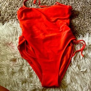 red bathing suit